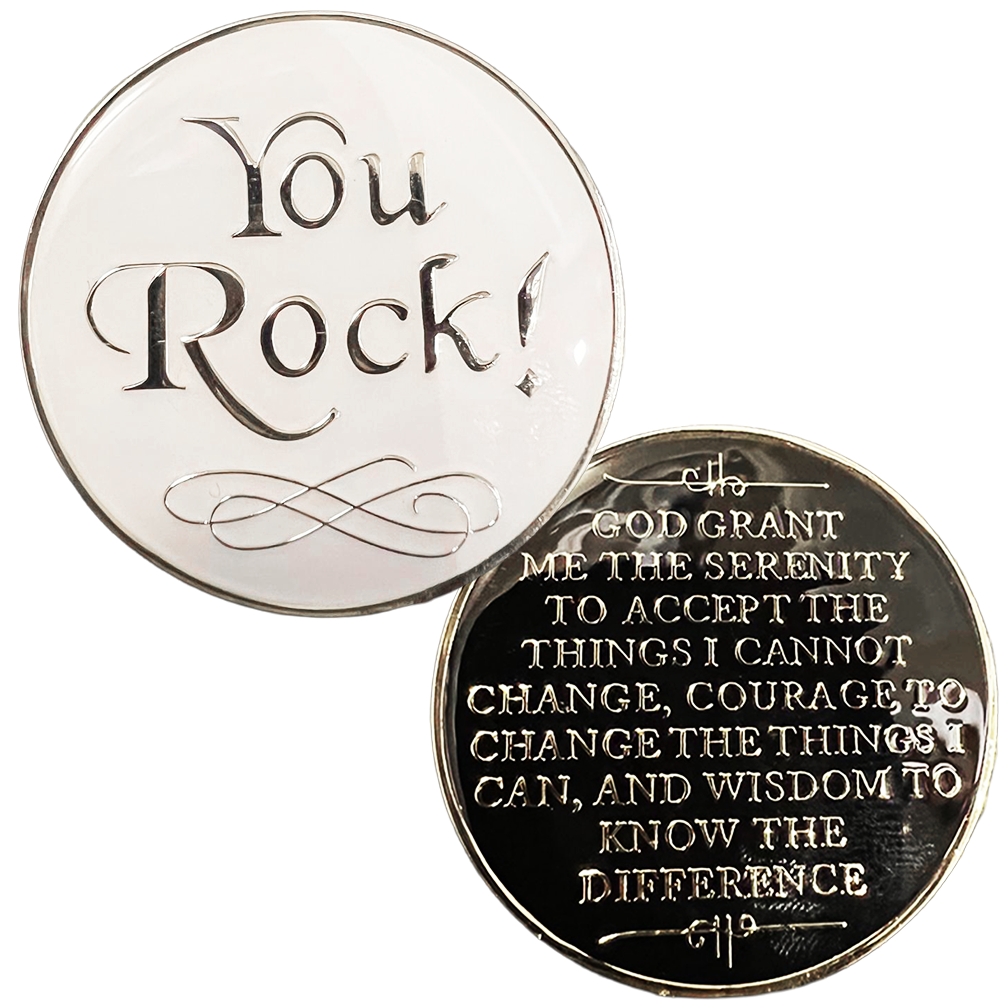 You Rock Medallion, White - Recovery Medallion from Choices Books & Gifts
