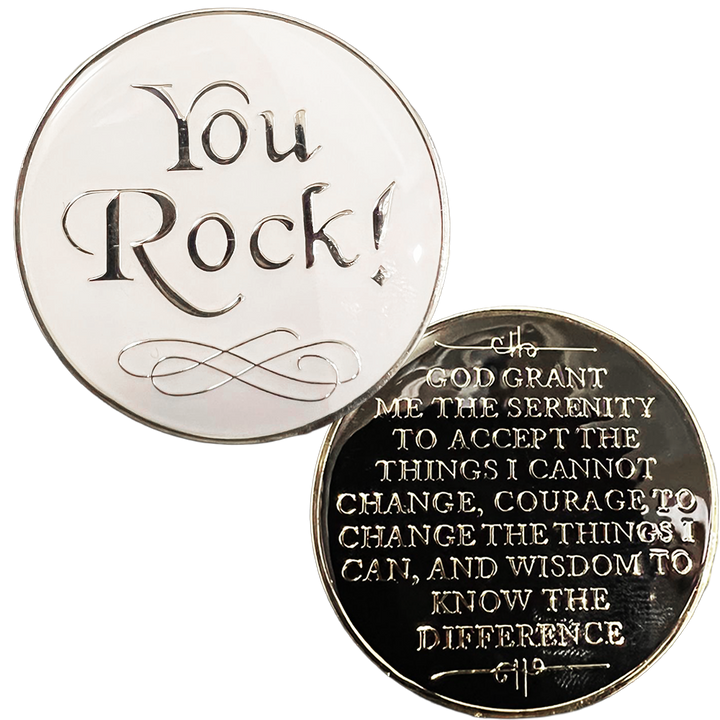 You Rock Medallion, White - Recovery Medallion from Choices Books & Gifts