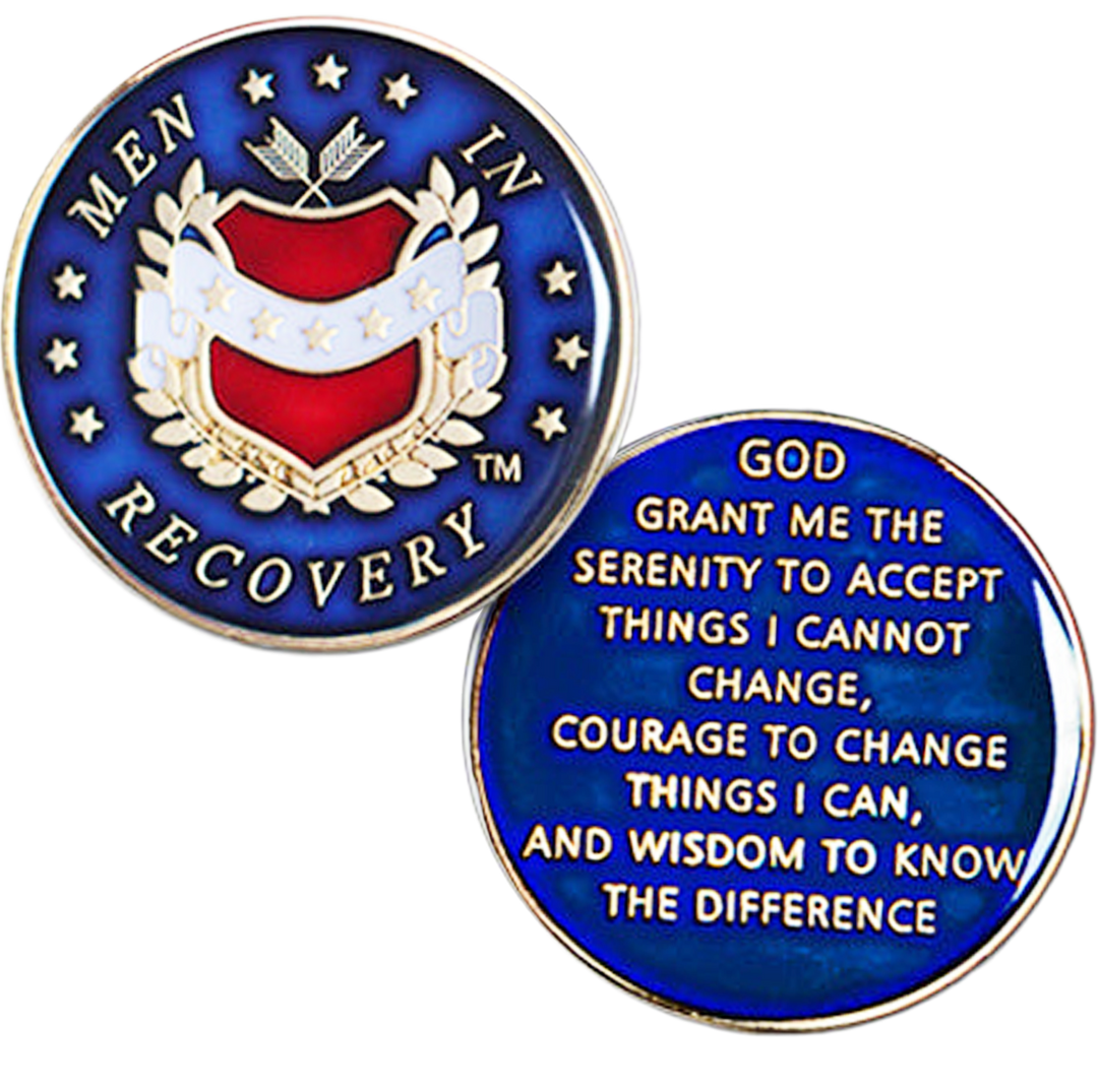 #Z26. Men in Recovery Medallion - Blue.