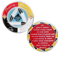 Z54. Native American Recovery Coin, Red/Yellow