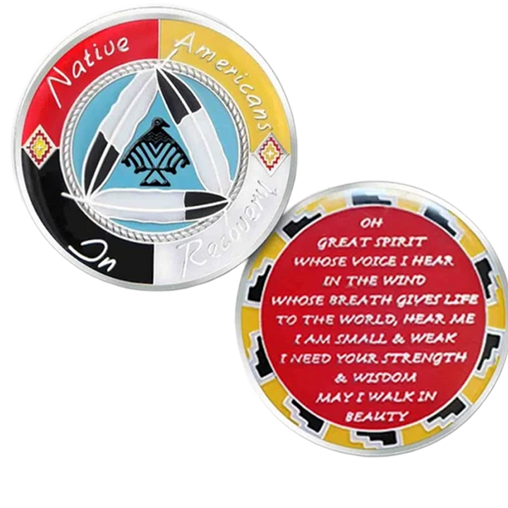 Z54. Native American Recovery Coin, Red/Yellow