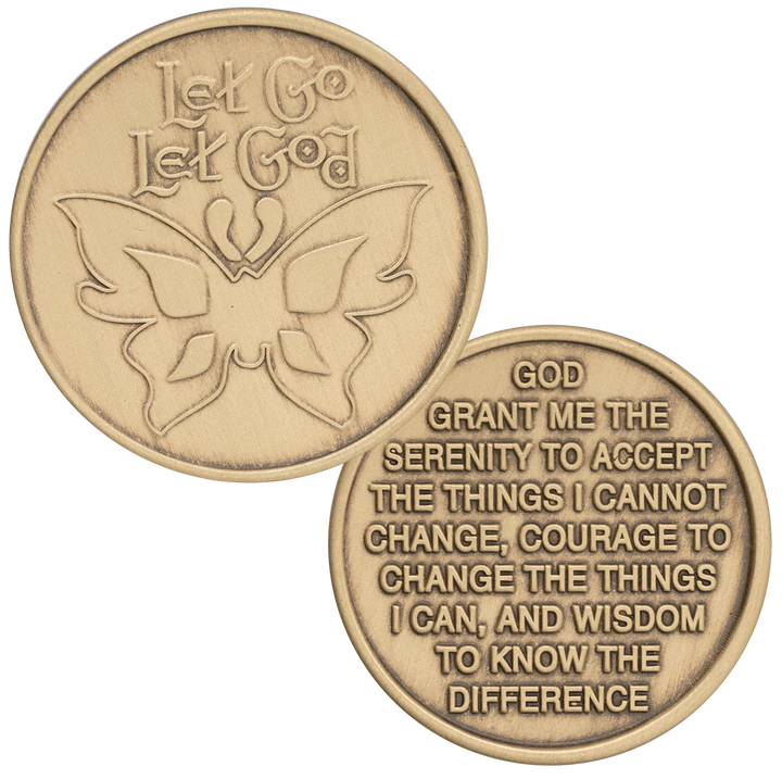 Z65.  Butterfly, Let Go Let God Bronze AA Coin. BRM80
