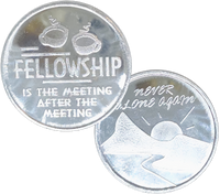 Z78.  Fellowship is a Meeting, Never Alone Again, Aluminum AA Coin. #C141