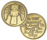 C33. Guardian Angel, He will Command (back), Bronze Coin. BRM87 - Premium Medallions from Wendells - Just $2.50! Shop now at Choices Books & Gifts