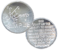 Z87.  Keep It Simple, Serenity Prayer Aluminum Coin.  DZa73