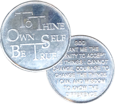 Za101.  To Thine Own Self, Aluminum Coin. Za74