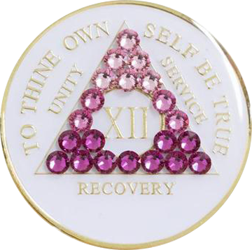 #a01. AA Medallion Glow in Dark w Pink Transition (1-65) - Premium Medallions from Choices - Just $21.95! Shop now at Choices Books & Gifts