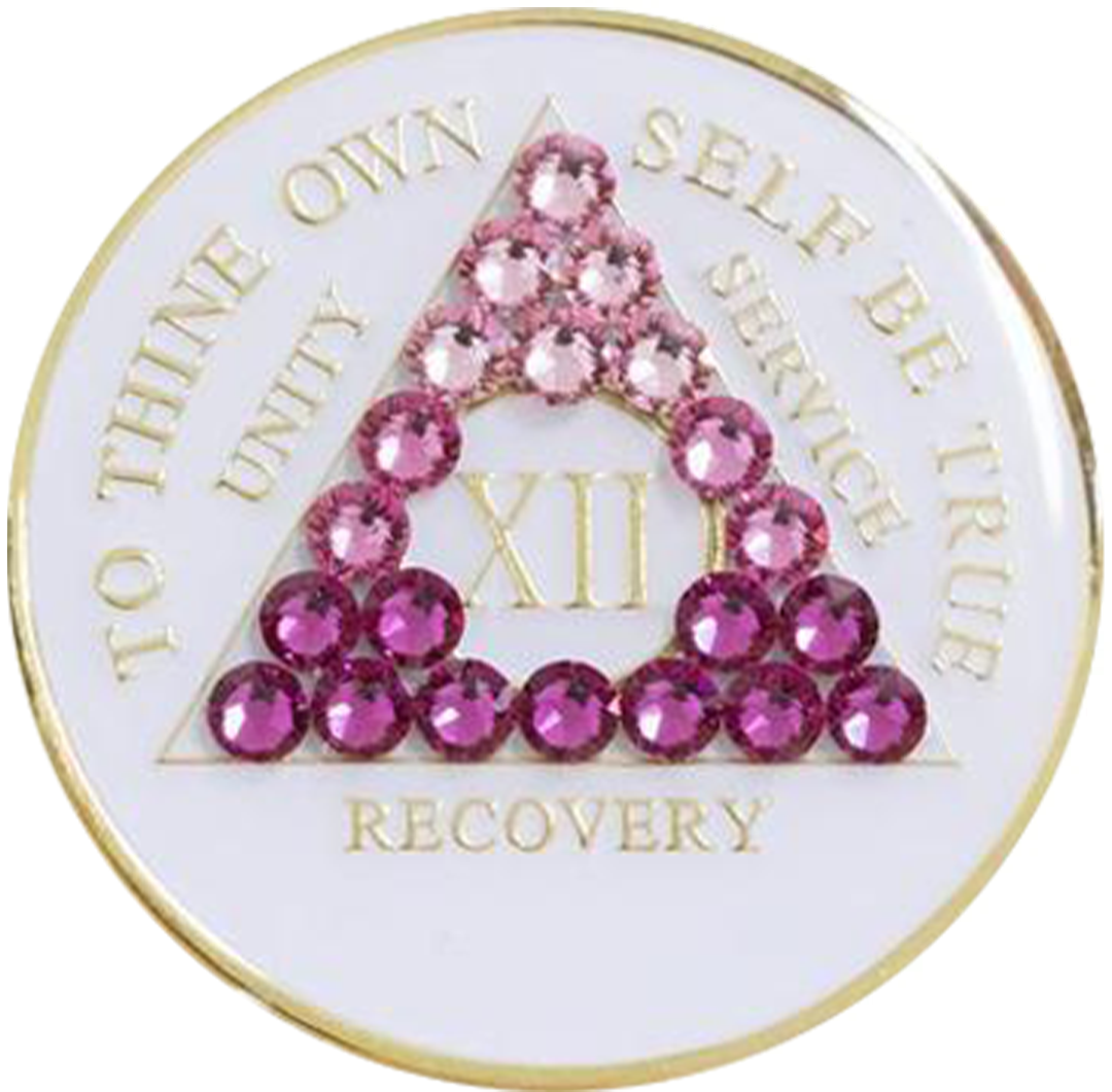 #a01. AA Coin, Glow w Pink Transition Crystals (Yrs 1-65)
