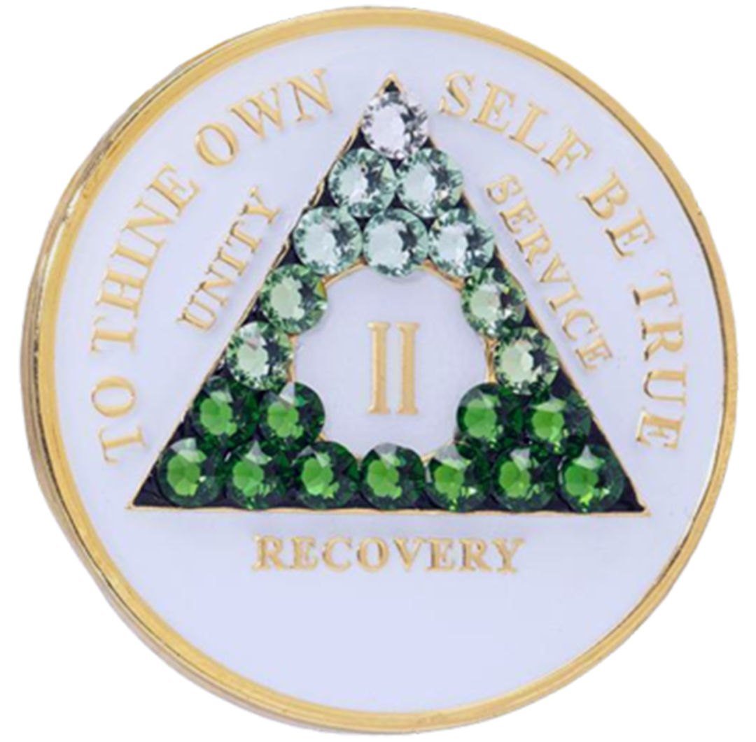 #a04. AA Coin, Glow w Green Transition Crystals (Yrs 1-65)