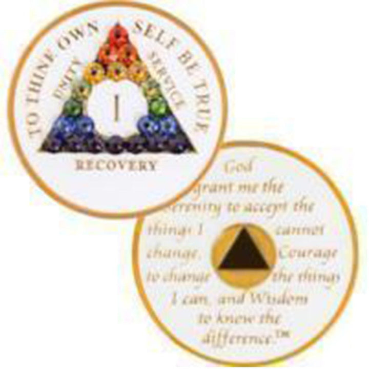 #a07. AA Medallion GLOW in Dark w Rainbow (Yrs 1-65) - Premium Medallions from Choices - Just $21.95! Shop now at Choices Books & Gifts