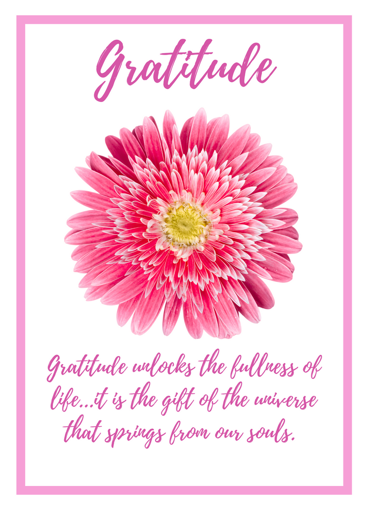 a105. Gratitude, Pink Flower Card. D07
