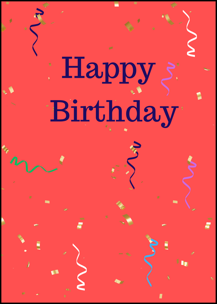 a106. Happy Birthday Red Ribbon Card.  C15