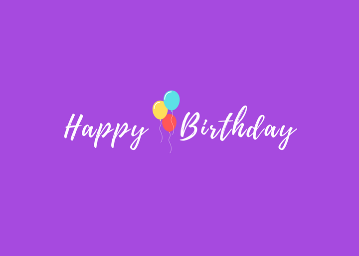 a114. Happy Birthday, Purple Balloons. C15