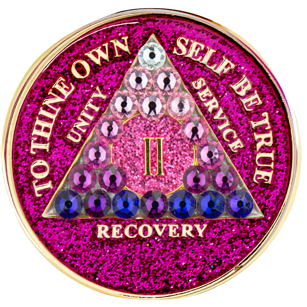 #a17. AA Glitter Pink Coin w Pink Trans (1-65)