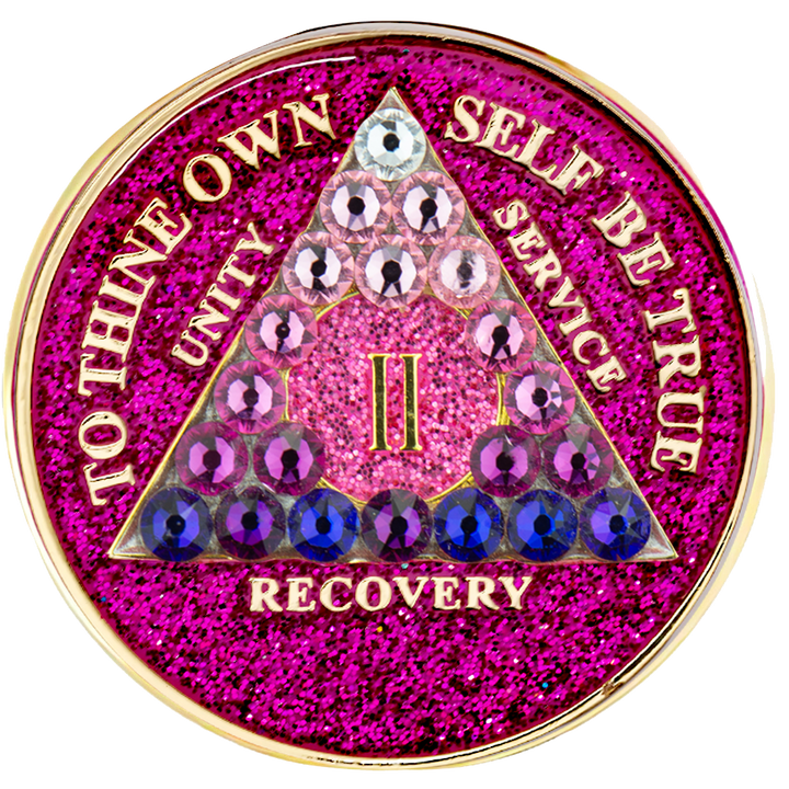 #a17. AA Glitter Pink Coin w Pink Trans (1-65)