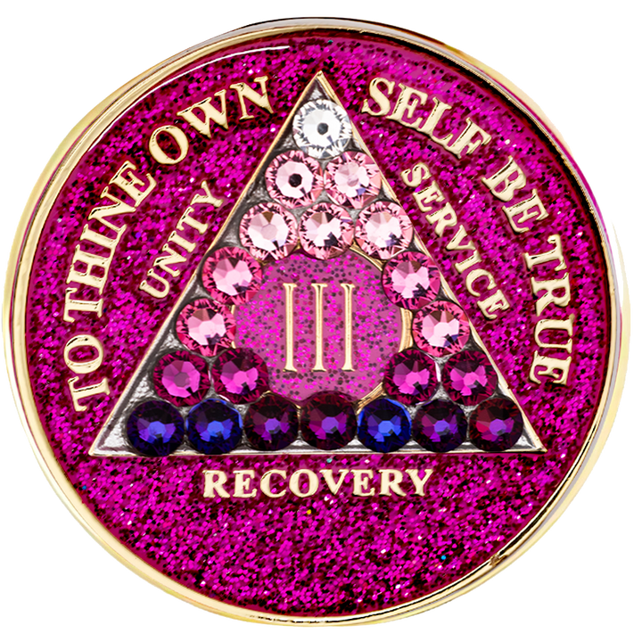 #a17. AA Glitter Pink Coin w Pink Trans (1-65)