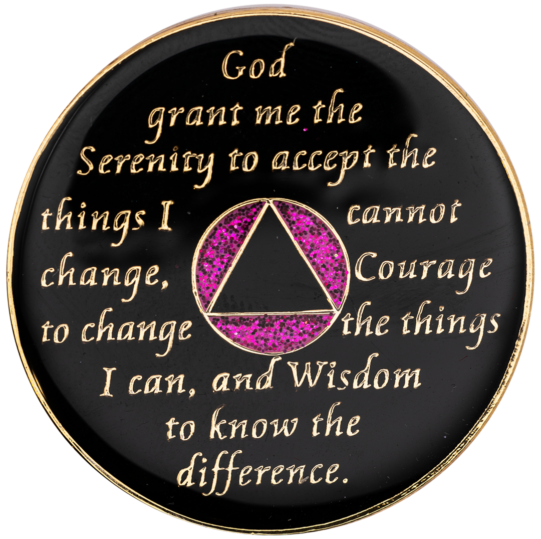#a19. AA Coin, Glitter Pink w Pink/Pur/Tran Coin (Yrs 1-65)