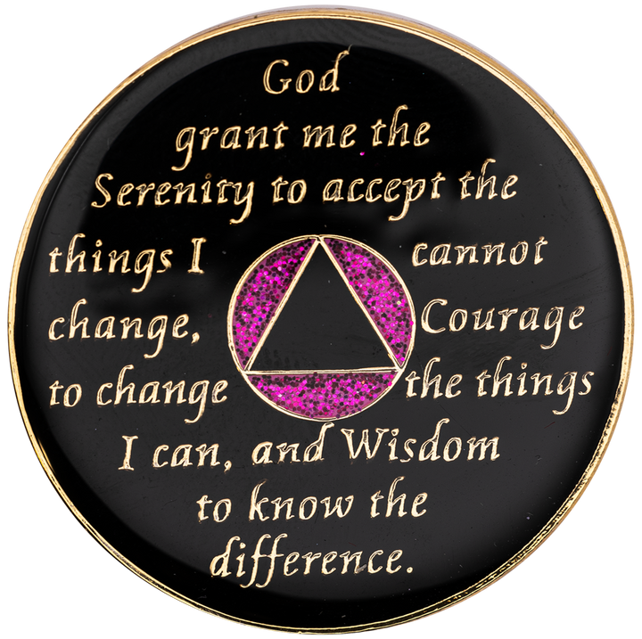 #a19. AA Coin, Glitter Pink w Pink/Pur/Tran Coin (Yrs 1-65)