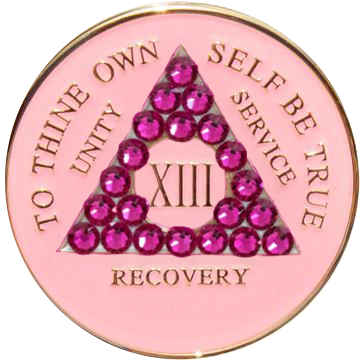 #a32. AA Pink Coin w Pink Crystals (Yrs 1-50)