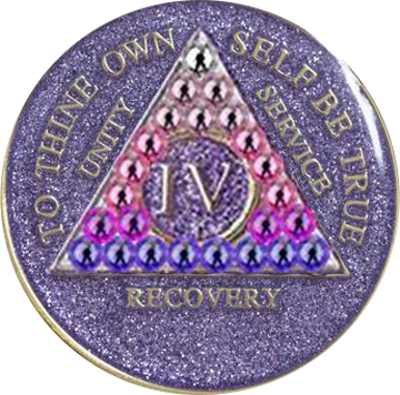 #a36. AA Glitter Lavender Coin W Pink Transition (1-65) - Premium Medallions from Choices - Just $21.95! Shop now at Choices Books & Gifts