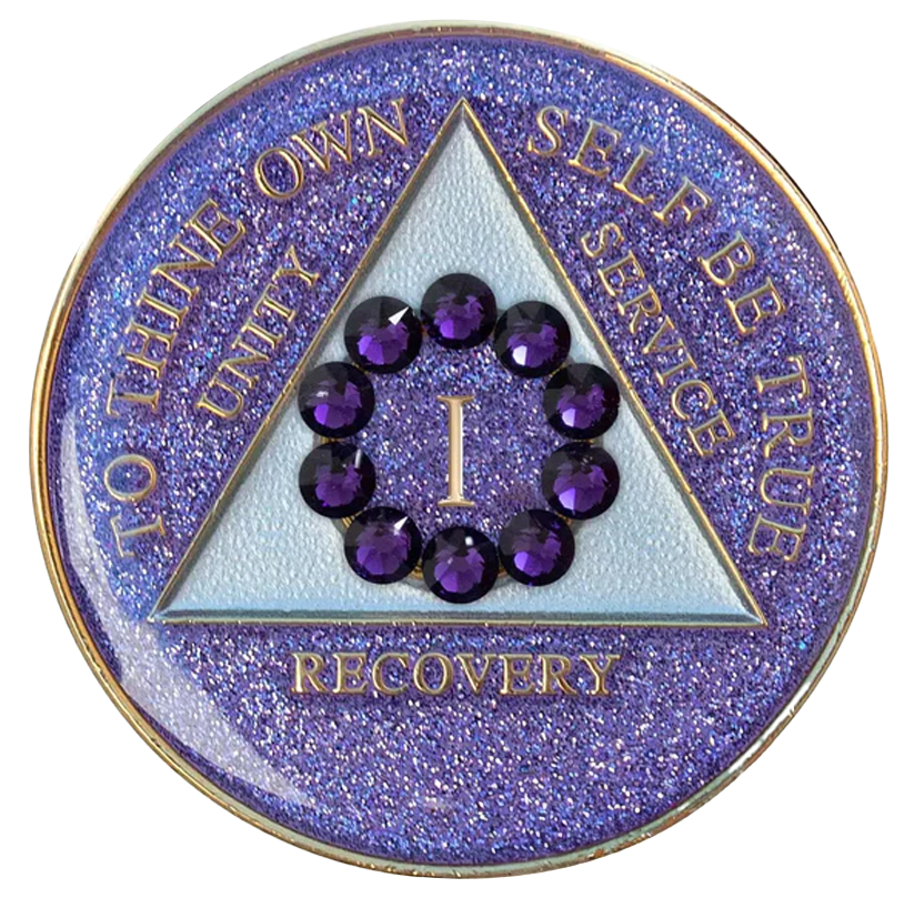 #a39. AA Glitter Lavender Medallion w Purple Circle (1-65)
