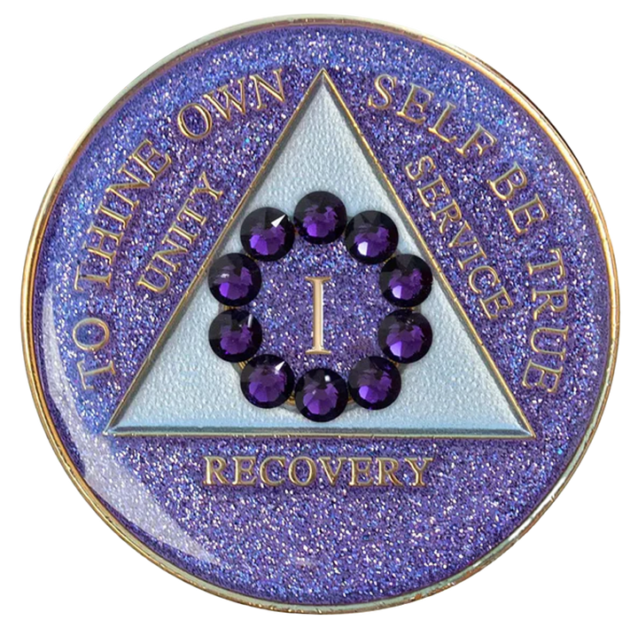 #a39. AA Glitter Lavender Medallion w Purple Circle (1-65)