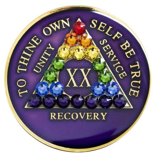 #a46. AA Purple Medallion w LGBT Bling (1-65) - Premium Medallions from Choices - Just $21.95! Shop now at Choices Books & Gifts