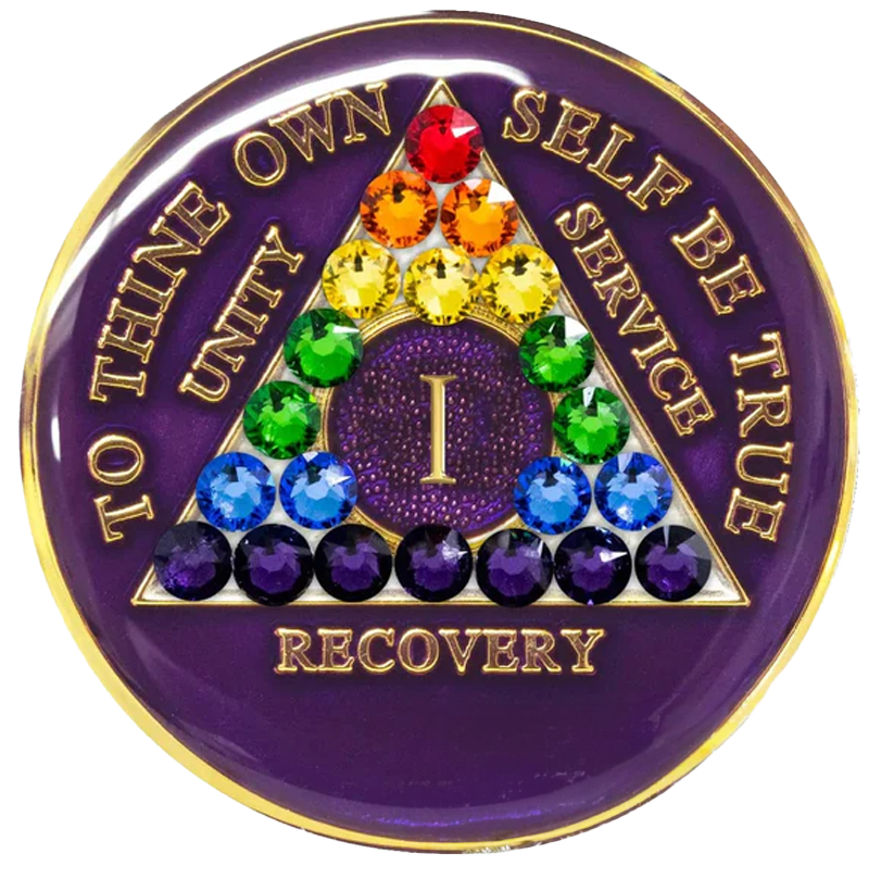 #a46. AA Purple Medallion w LGBT Bling (1-65)