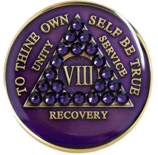 #a47. AA Medallion Purple w Purple Crystals (1-65) - Premium Medallions from Choices - Just $21.95! Shop now at Choices Books & Gifts