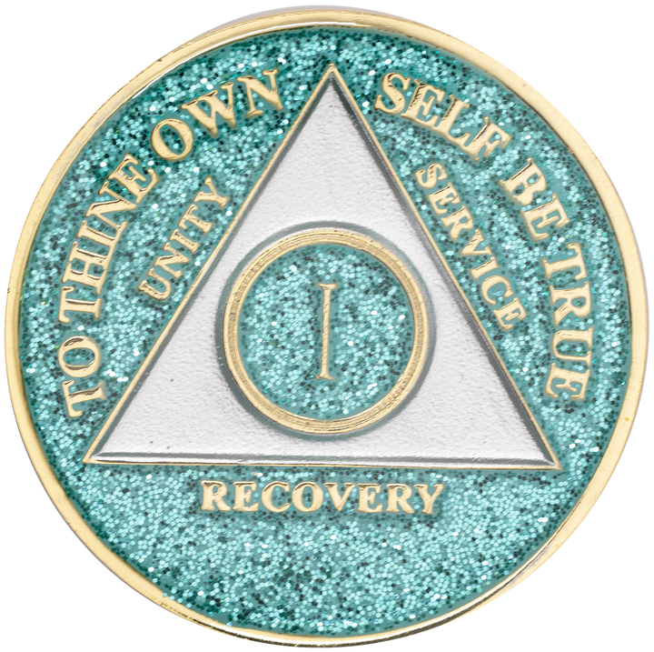#a60. AA Glitter Turquoise Coin (1-50)