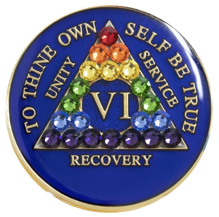 #a65. AA Blue Medallion w LGBT Crystals (1-65) - Premium Medallions from Choices - Just $21.95! Shop now at Choices Books & Gifts
