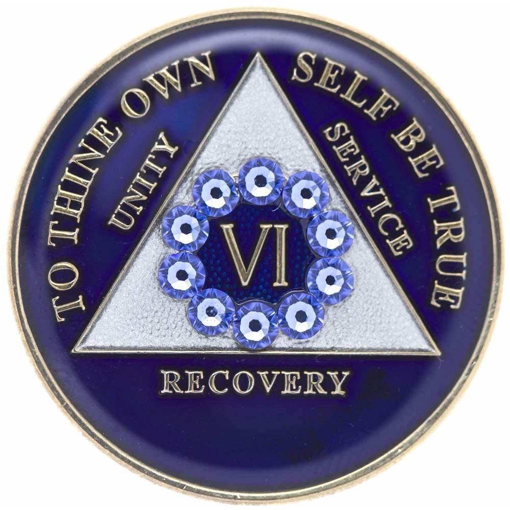 #a70. AA Blue Coin w Blue Circle Crystals (1-65) - Premium Medallions from Choices - Just $21.95! Shop now at Choices Books & Gifts