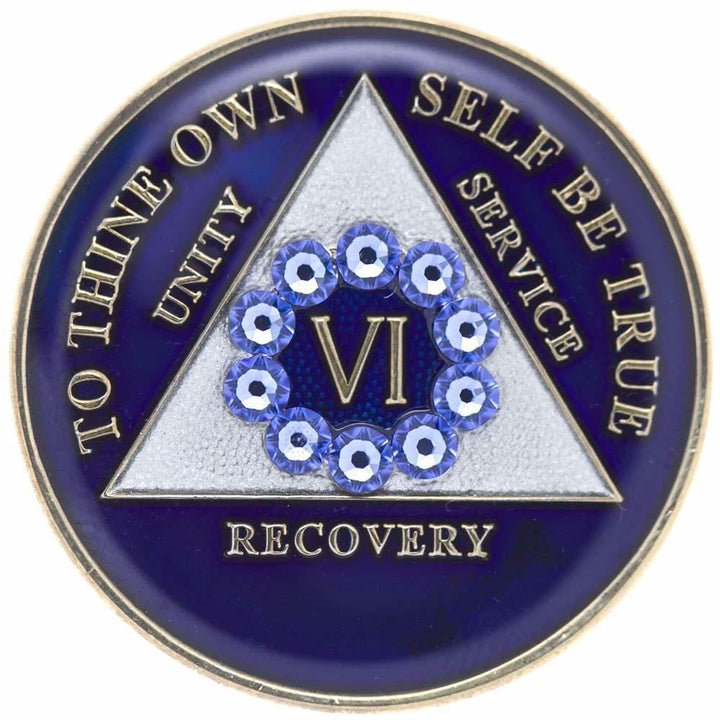 #a70. AA Blue Coin w Blue Circle Crystals (1-65) - Premium Medallions from Choices - Just $21.95! Shop now at Choices Books & Gifts