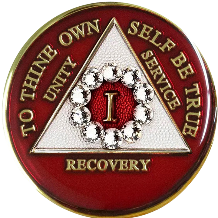 #a86. AA Red Coin w White Circle (1-65)