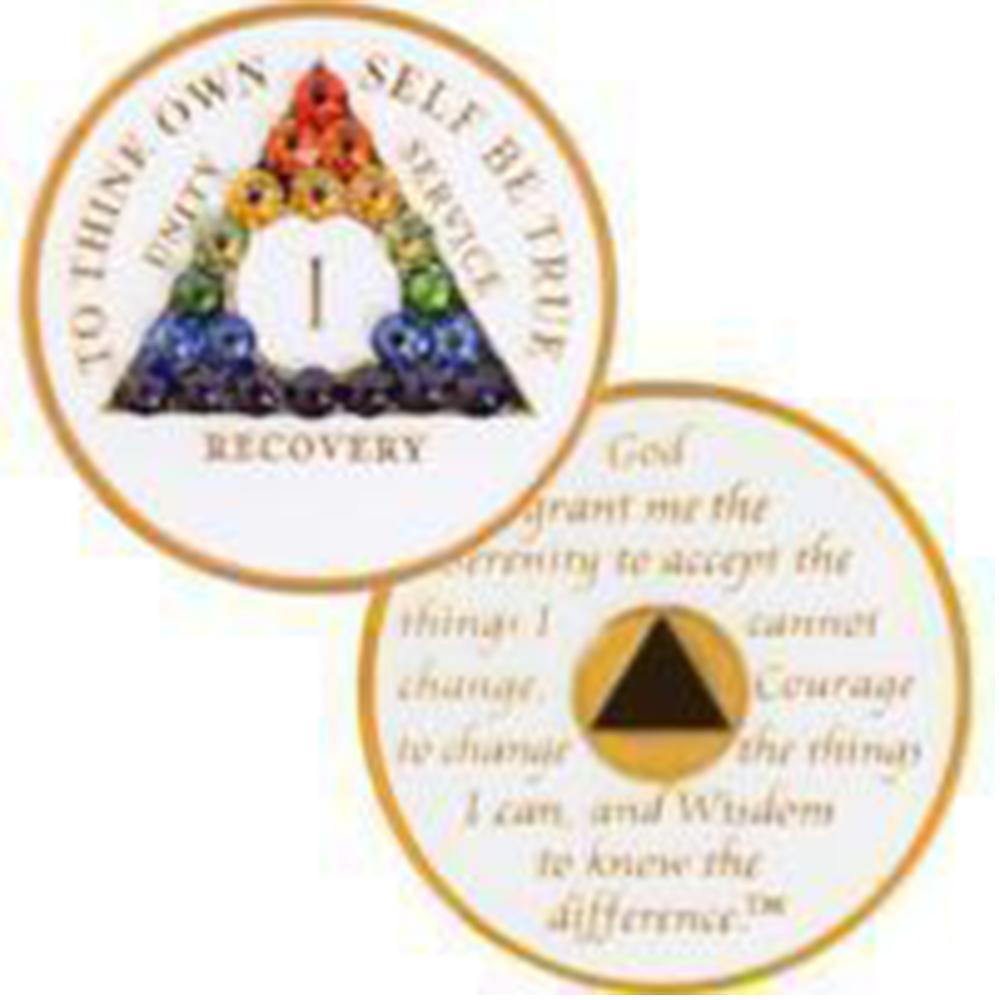 #a07. AA Medallion GLOW in Dark w Rainbow (Yrs 1-65) - Premium Medallions from Choices - Just $21.95! Shop now at Choices Books & Gifts