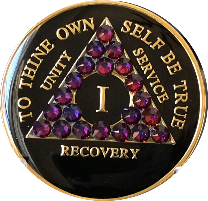 #aa102. AA Medallion Black w Volcano Crystals (1-65) - Premium Medallions from Choices - Just $21.95! Shop now at Choices Books & Gifts