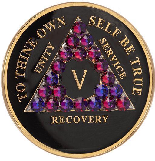 #aa102. AA Medallion Black w Volcano Crystals (1-65) - Premium Medallions from Choices - Just $21.95! Shop now at Choices Books & Gifts