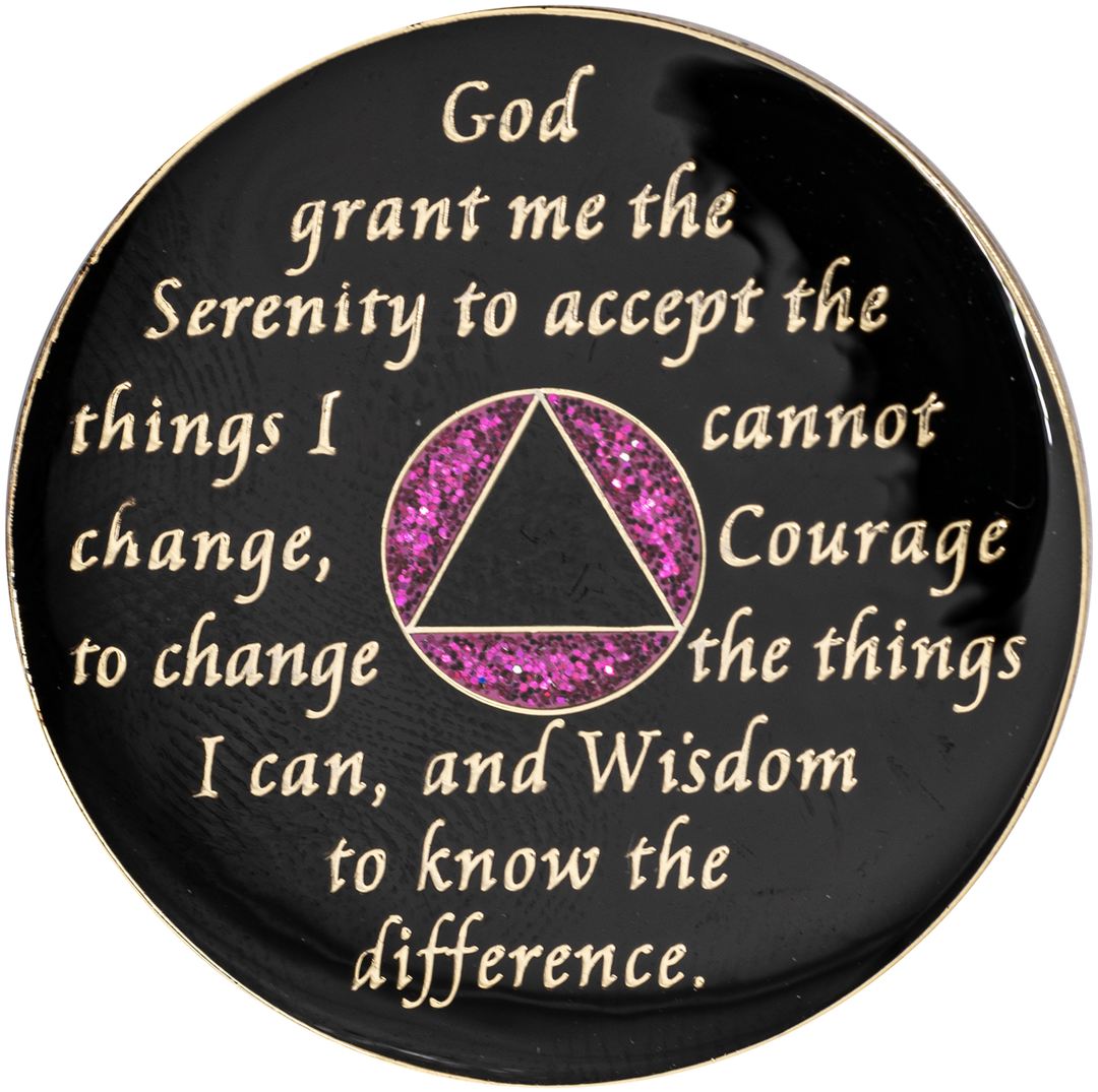 #aa24.   AA Coin, Glitter Pink Coin (Yrs 1-65)