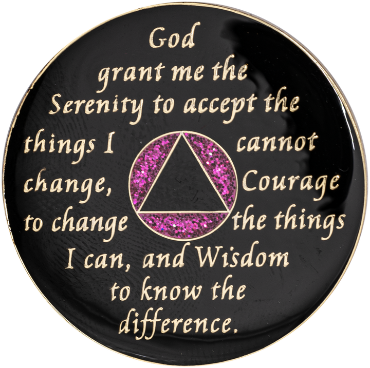 #aa24.   AA Coin, Glitter Pink Coin (Yrs 1-65)