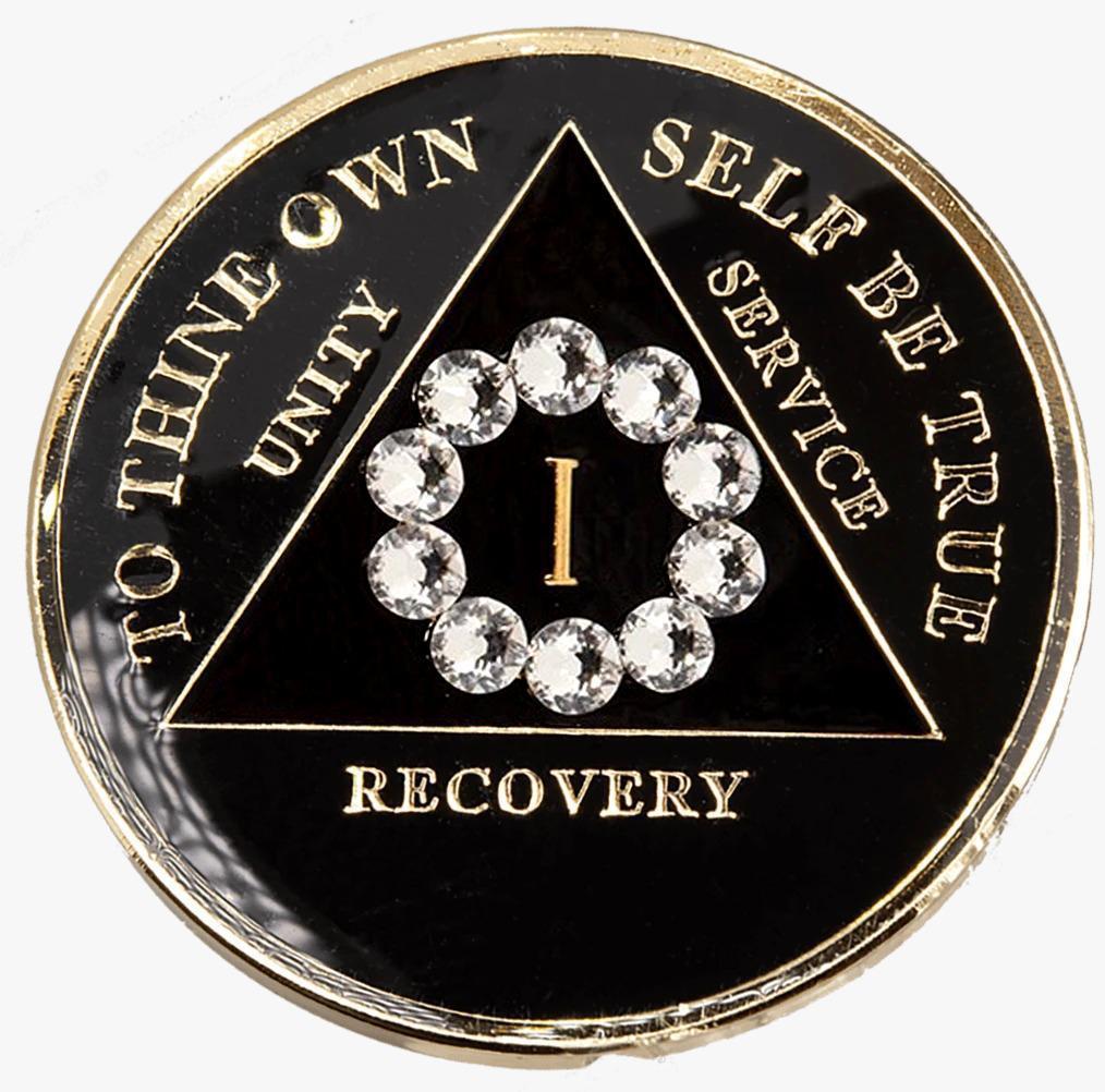 #a95. AA Medallion Black w White Circle (1-50) - Premium Medallions from Choices - Just $21.95! Shop now at Choices Books & Gifts