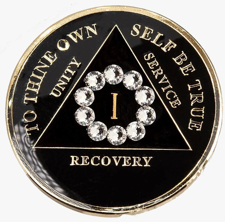 #a95. AA Medallion Black w White Circle (1-50) - Premium Medallions from Choices - Just $21.95! Shop now at Choices Books & Gifts