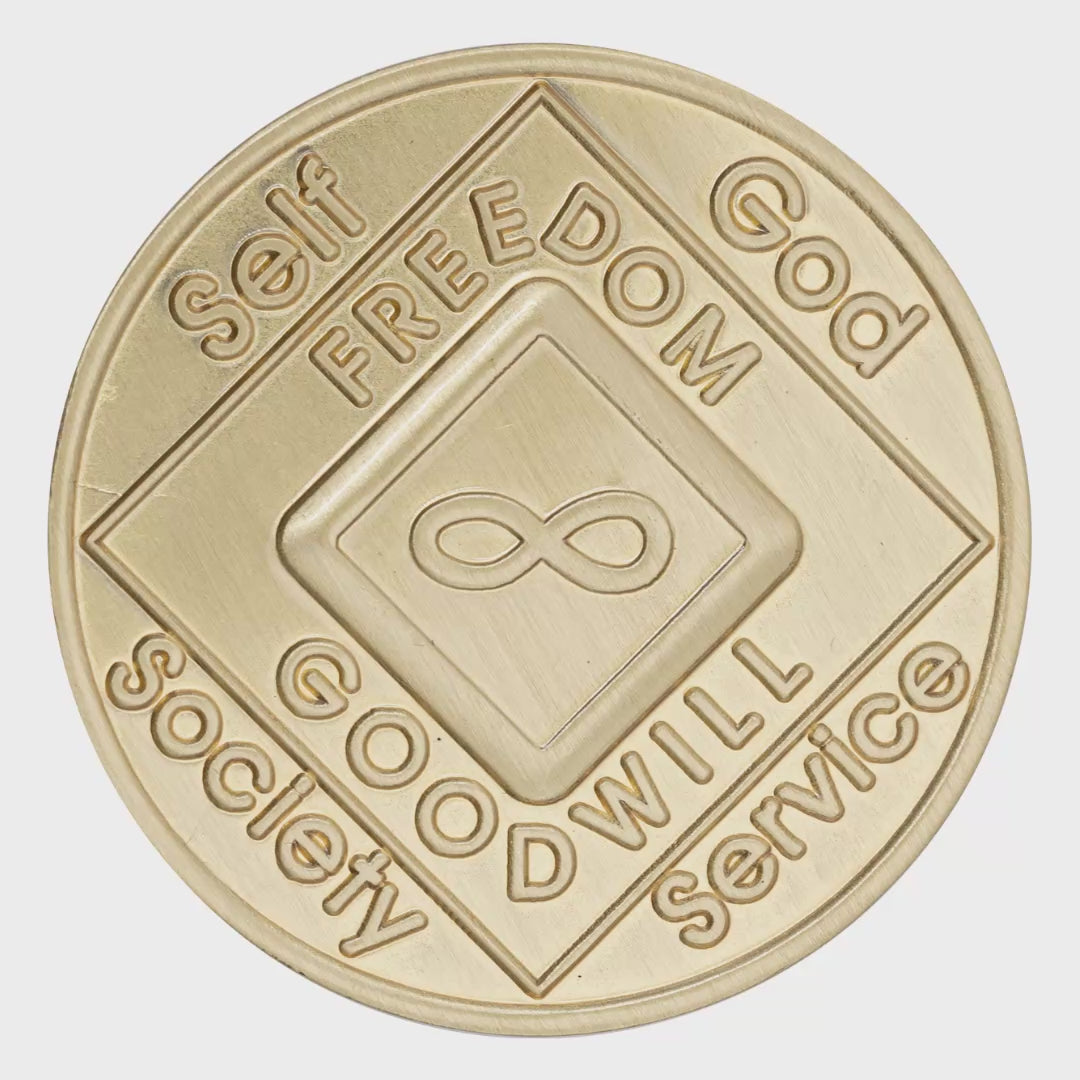 NA Eternity Infinity bronze coin spinning to show front and back
