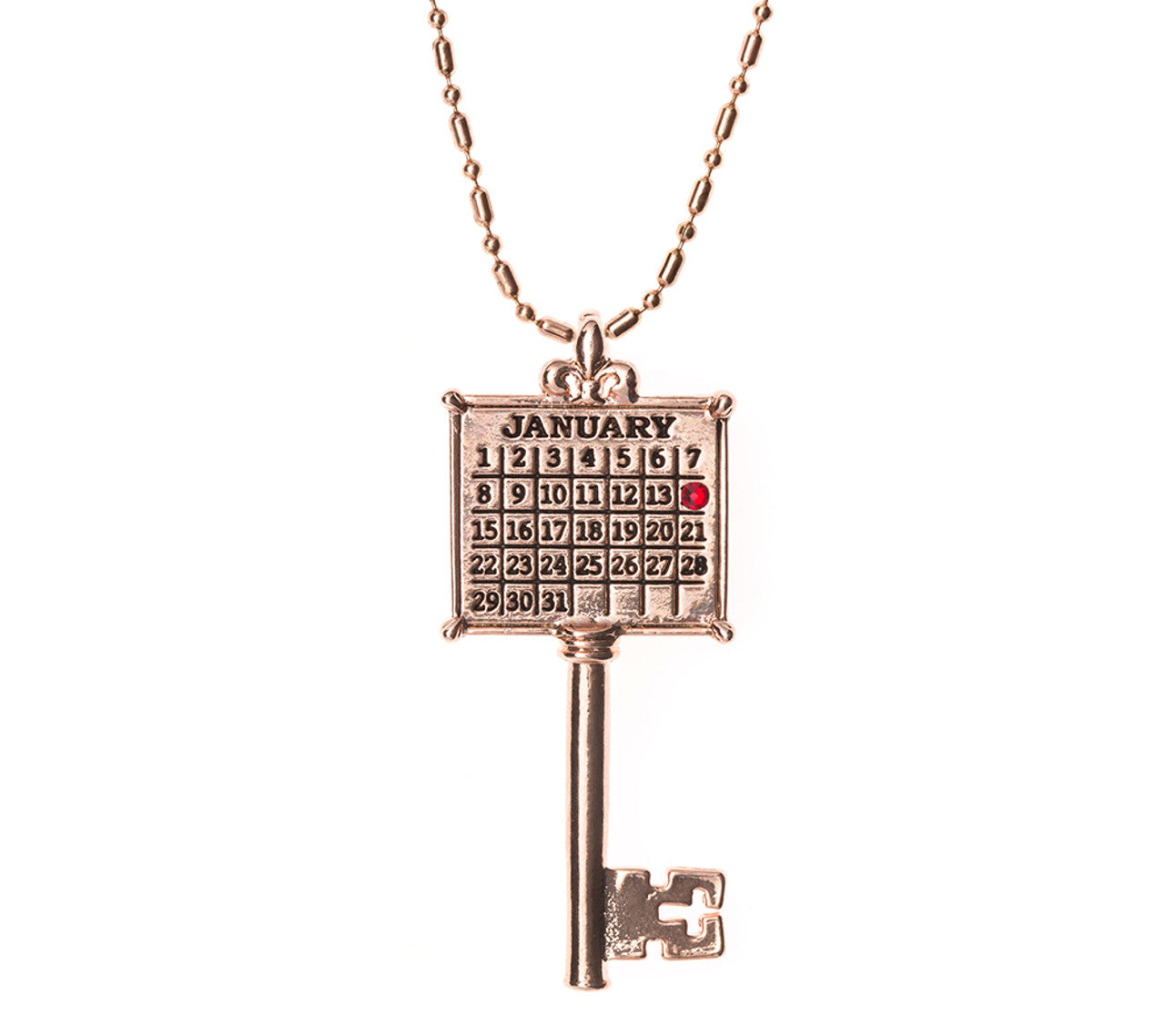 AG54. "Your Special Day" Key Calendar Necklace with a Colored Crystal (Ball chain included) - Premium Jewelry from Daniella Darren Park - Just $44.99! Shop now at Choices Books & Gifts