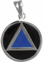AS18.  AA Sterling Silver Black Blue Enamel Pendant - Premium Jewelry from 12 Step Gold by Jonathan Friedman - Just $34.95! Shop now at Choices Books & Gifts