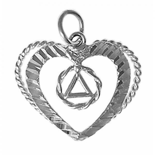 AS23. AA Symbol Open Heart, Sterling Silver - Premium Jewelry from 12 Step Gold by Jonathan Friedman - Just $25! Shop now at Choices Books & Gifts