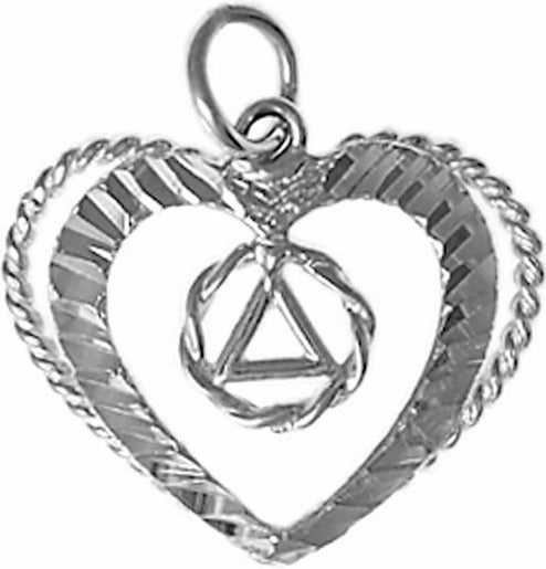 AS23. AA Symbol Open Heart, Sterling Silver - Premium Jewelry from 12 Step Gold by Jonathan Friedman - Just $25! Shop now at Choices Books & Gifts