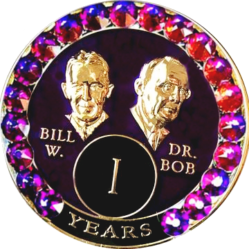 #B07. Bill & Bob Pink Coin w Rose Crystals (1-55) - Premium Medallions from Choices - Just $21.95! Shop now at Choices Books & Gifts