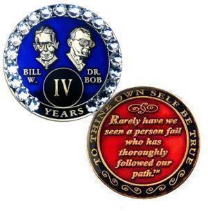 #B14. Bill & Bob Blue Coin with White Crystals (1-55) - Premium Medallions from Choices - Just $21.95! Shop now at Choices Books & Gifts