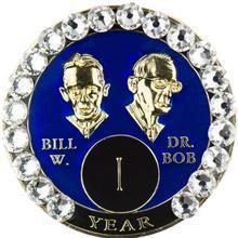 #B14. Bill & Bob Blue Coin with White Crystals (1-55) - Premium Medallions from Choices - Just $21.95! Shop now at Choices Books & Gifts