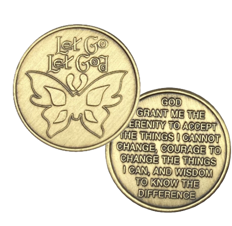C05. Butterfly, Let Go Let God, Bronze Coin. BRM91 - Premium Medallions from Wendells - Just $2.50! Shop now at Choices Books & Gifts